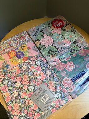 Set of 8 Vintage Gift Wrap Paper Peonies Floral Flowers Paisley New Oldstock NOS